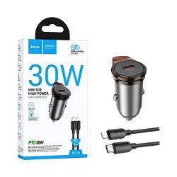 Hoco Car Charger NZ16 Rigorous PD30W with Type-C to Lightning Cable 1M Metal Gray Hoco Car Charger NZ16 Rigorous PD30W with Type-C to Lightning Cable 1M Metal Gray