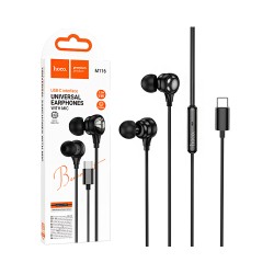 Hoco Wired Earphones M116 Benevolent with Microphone Type-C 1.2m Black