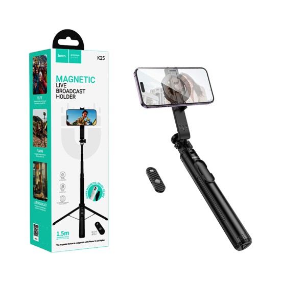 Hoco Magnetic Phone Holder K25 Sherkhan Live Broadcast Black