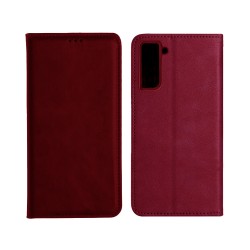 Leather Flip Cover with Internal Pocket For Samsung Galaxy S21 5g Red