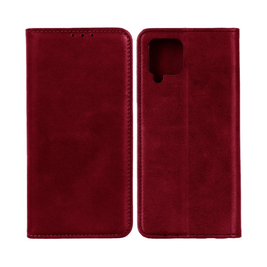 Leather Flip Cover with Internal Pocket For Samsung Galaxy A42 5g Red