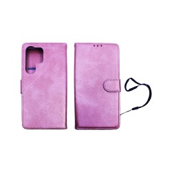 Leather Flip Cover with Internal Pocket for Samsung Galaxy S24 Ultra Pink Leather Flip Cover with Internal Pocket for Samsung Galaxy S24 Ultra Pink