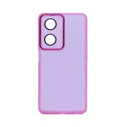 Capa de Silicone Transparente com Moldura de Câmera para Oppo A98 5G/F23 5G Rosa