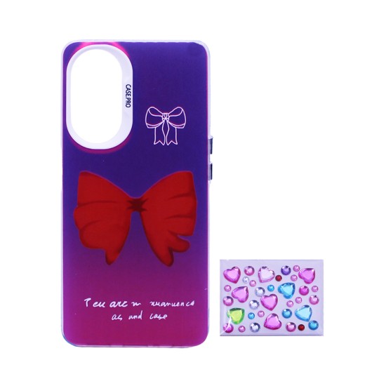 Designer Hard Case with Seperate Adhesive Stones for Oppo A98 5G Purple Designer Hard Case with Seperate Adhesive Stones for Oppo A98 5G Purple