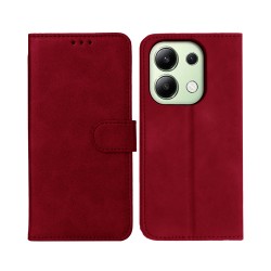 Leather Flip Cover with Internal Pocket For Xiaomi Redmi Note 13 4G Red Leather Flip Cover with Internal Pocket For Xiaomi Redmi Note 13 4G Red