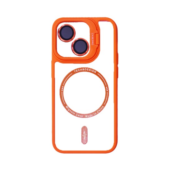 Funda Magnética con Lente de Cámara para Apple iPhone 15 Naranja Funda Magnética con Lente de Cámara para Apple iPhone 15 Naranja