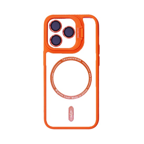Funda Magnética con Lente de Cámara para Apple iPhone 15 Pro Naranja Funda Magnética con Lente de Cámara para Apple iPhone 15 Pro Naranja