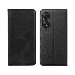 Leather Flip Cover with Internal Pocket for Oppo A78 4G Black Leather Flip Cover with Internal Pocket for Oppo A78 4G Black