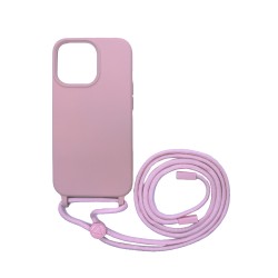 Silicone Case with String for Apple iPhone 15 Pro Max Pink Silicone Case with String for Apple iPhone 15 Pro Max Pink