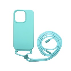 Silicone Case with String for Apple iPhone 15 Pro Max Sea Green Silicone Case with String for Apple iPhone 15 Pro Max Sea Green