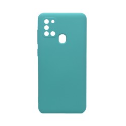 Capa de Silicone com Moldura de Câmera para Samsung Galaxy A21S Verde Mar Capa de Silicone com Moldura de Câmera para Samsung Galaxy A21S Verde Mar