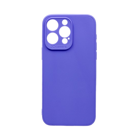 Soft Silicone Case with Camera Shield for Apple iPhone 15 Pro Purple