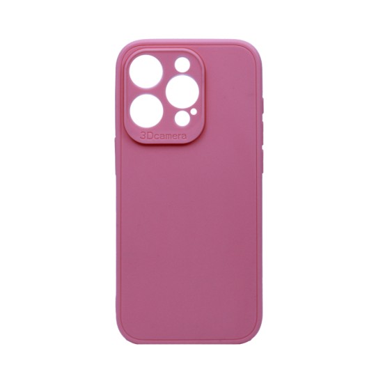 Soft Silicone Case with Camera Shield for Apple iPhone 15 Pro Max Pink