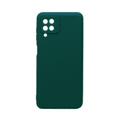 Capa de Silicone Macio com Moldura de Câmera para Samsung Galaxy A12 Verde Escuro Capa de Silicone Macio com Moldura de Câmera para Samsung Galaxy A12 Verde Escuro