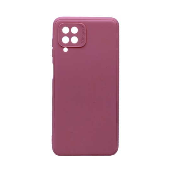 Funda de silicona suave con Marco de Cámara para Samsung Galaxy A12 Rosa