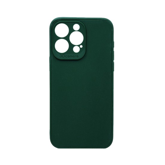 Soft Silicone Case with Camera Shield for Apple iPhone 15 Pro Max Dark Green