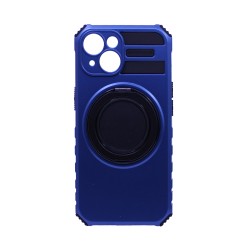Capa Duro Designer Com Suporte E Proteção De Câmera Para Apple iPhone 15 Azul Capa Duro Designer Com Suporte E Proteção De Câmera Para Apple iPhone 15 Azul