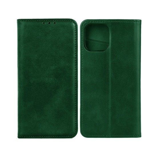 Leather Flip Cover with Internal Pocket for Apple iPhone 14 Green