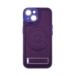 Capa Duro Designer Magnética Com Suporte E Proteção De Câmera para Apple iPhone 14 Vinho Vermelho