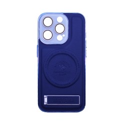 Capa Duro Designer Magnética Com Suporte E Proteção De Câmera para Apple iPhone 14 Pro Max Azul