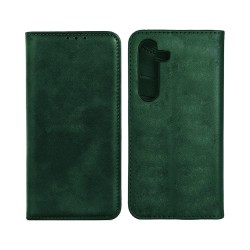 Leather Flip Cover with Internal Pocket for Samsung Galaxy S25 Green Leather Flip Cover with Internal Pocket for Samsung Galaxy S25 Green