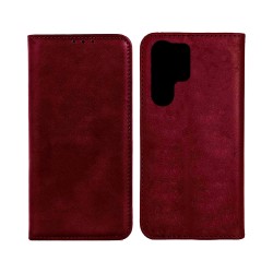 Leather Flip Cover with Internal Pocket for Samsung Galaxy S25 Ultra Red Leather Flip Cover with Internal Pocket for Samsung Galaxy S25 Ultra Red