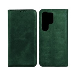 Leather Flip Cover with Internal Pocket for Samsung Galaxy S25 Ultra Green Leather Flip Cover with Internal Pocket for Samsung Galaxy S25 Ultra Green