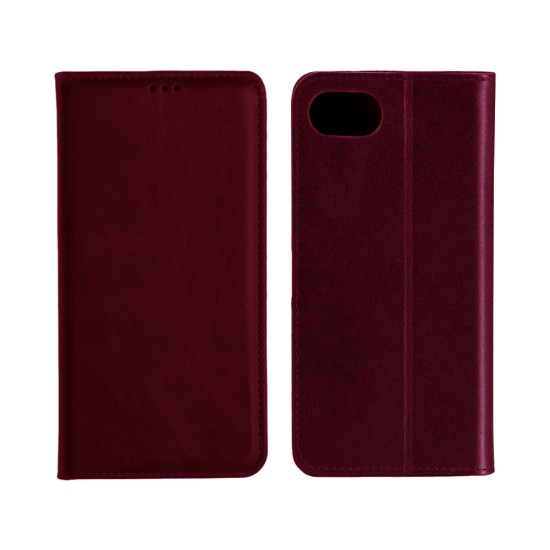 Leather Flip Cover with Internal Pocket for Apple iPhone 16E Red