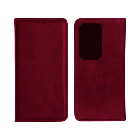 Capa Flip de Couro com Bolso Interno para Oppo Reno13 Pro Vermelho