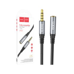 Adaptador de Àudio Hoco UPA21 3,5mm Macho para Fêmea 3,5mm 2m Cinza Metálico Adaptador de Àudio Hoco UPA21 3,5mm Macho para Fêmea 3,5mm 2m Cinza Metálico