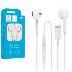 DENMEN HIFI AUDIO EAEPHONES WITH MIC LIGHTNING  DR10 WHITE DENMEN HIFI AUDIO EAEPHONES WITH MIC LIGHTNING  DR10 WHITE