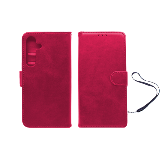 Leather Flip Cover with Internal Pocket for Samsung Galaxy A27 Red