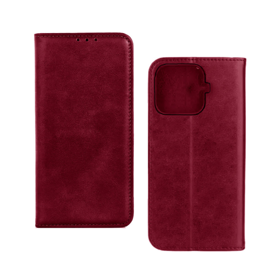 Capa Flip de Couro com Bolso Interno para Xiaomi 17T Pro Vermelho