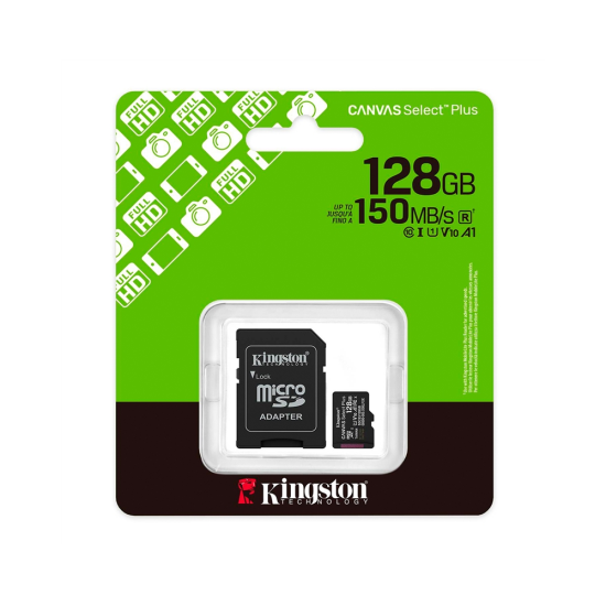 Kingston Micro Sd Memory Card 128gb Canvas Select Plus With Adapter