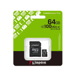 Kingston Micro Sd Memory Card 64gb Canvas Select Plus With Adapter